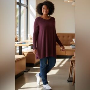 Eileen Fisher tunic/dress, sizeXL, 100% wool, maroon color, Italian yarn